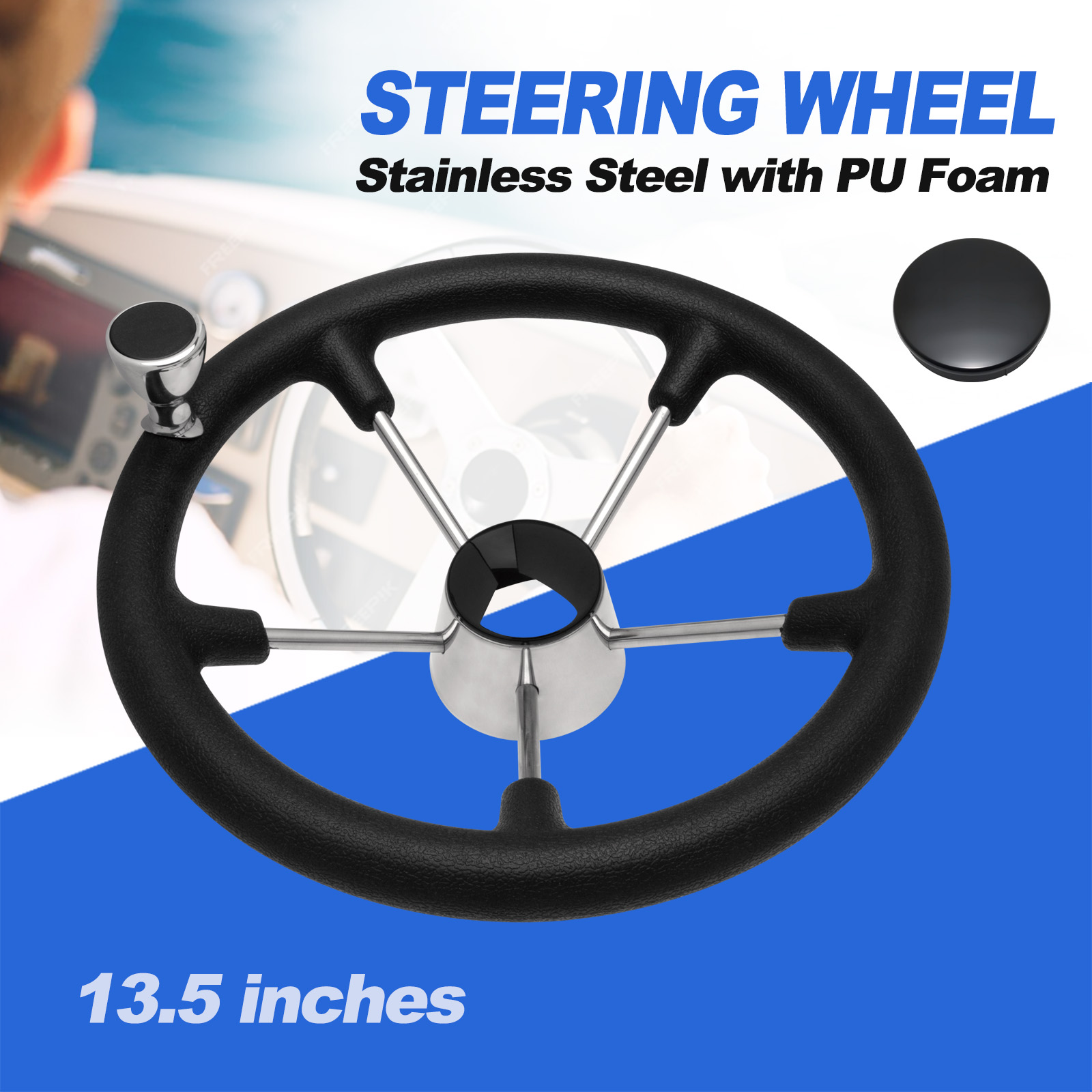 13,5'' 5-spaaks roestvrijstale - Fishing Boat Steering Wheel recensie en prijs